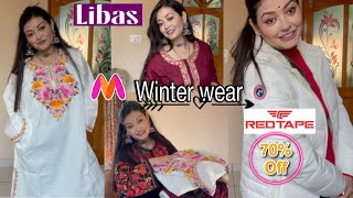 Myntra winter wear haullibas pashmina kurtared tap jacketcraftbazar pheran myntrahaul myntra [upl. by Elleynod312]