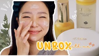 dAlba Unboxing Amazon’s best seller face mist First Spray Serum and MORE [upl. by Adnoloy]