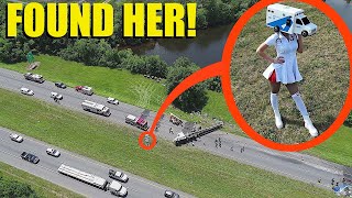 drone catches Ambulance Women helping people at an accident we found her [upl. by Howland363]