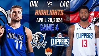 Dallas Mavericks vs Los Angeles Clippers Game 4 Full Highlights  2024 WCR1 [upl. by Aihsenrad]