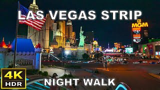 4K HDR Las Vegas Strip Night Walking Tour  2023  Las Vegas Nevada [upl. by Mahmoud]