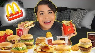 MUKBANG MASSIVE MCDONALDS eating show BREAKFAST SAUSAGE MCMUFFIN  FRIES  HASH BROWN [upl. by Ayerim]