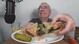 ASMR Eating a BLT Sandwich with Pickles and Chips Whispering [upl. by Garett]