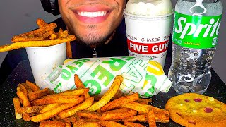 FIVE GUYS VS SUBWAY SANDWICH MUKBANG EATING MOUTH SOUNDS BIG BITES SUB FRIES SPRITE OREO MILKSHAKE [upl. by Burtie922]