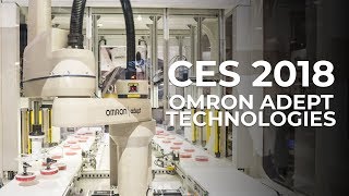 CES 2018  Omron Adept Cobra Scara amp Parallel Delta Quattro Robot [upl. by Nodyarg]