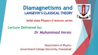 Diamagnetism and Langevin’s classical theory of Diamagnetism Solid State Physics 2 [upl. by Aihsot]