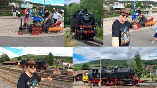 Justus Unterwegs die 100 Jahre Feier der Dampfbahn Fränkische Schweiz in Ebermannstadt Bahnhof [upl. by Huebner]