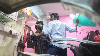 Saloon prank Tamil  Hair cutting prank in india  orange mittai  prank Tamil [upl. by Edmund]