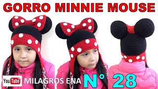 Como tejer el Gorro N° 28 a crochet con diseño de Minnie Mouse para bebes y niñas paso a paso [upl. by Pry]