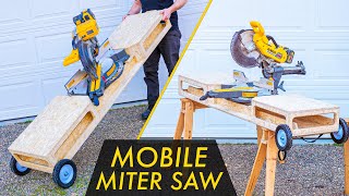 DIY MOBILE MITER SAW STAND with Wheels  How To Build  Woodworking [upl. by Leighton]