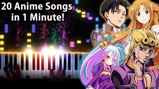 20 ANIME SONGS in 1 MINUTE Piano Medley [upl. by Ivon]