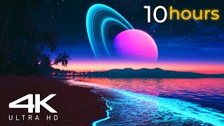 10 Hours Loop  Bioluminescent Beach Screensaver Live Wallpaper  4K Ultra HD [upl. by Loos]