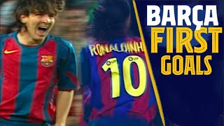 RONALDINHO MESSI RIVALDO Can you remember their first Barça goals [upl. by Else]