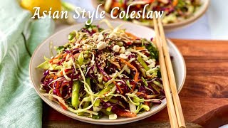 Asian Slaw  Crunchy Asian Cabbage Salad  Vegan Coleslaw With Sesame Dressing [upl. by Gairc]