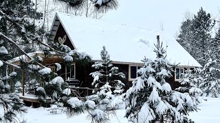 Winter Snowstorm Hits Our Off Grid Cabin In Northern Minnesota [upl. by Akimak]