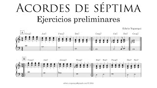 Tutorial n° 1 Ejercicios para piano Acordes de séptima [upl. by Edeline]