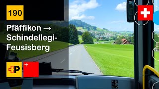 4K 🇨🇭 Cab Ride PostAuto Schwyz  190 Pfäffikon → SchindellegiFeusisberg  MAN LC 12 C Hybrid [upl. by Noruq723]