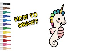 How To Draw A Seahorse  Easy Drawing Step By Step [upl. by Nuahsor]