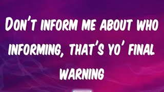 NLE Choppa  quotFinal Warningquot lyrics HQ amp HD [upl. by Annairdna568]