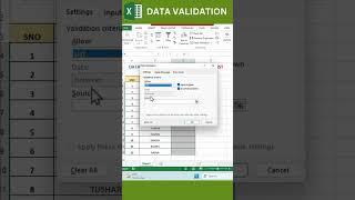 Data Validation in Excel using validation criteria List [upl. by Warner]