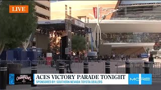 Aces hold WNBA championship celebration on Las Vegas Strip [upl. by Enyr644]