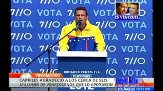 Capriles se dirige a la nación tras conocer su derrota en las elecciones presidenciales [upl. by Nivram]