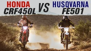 2019 Honda CRF450L vs Husqvarna FE501 [upl. by Anifur]