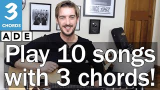 Play TEN guitar songs with three EASY chords E A amp D  3 Chord Songs on Guitar [upl. by Mercuri]