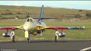 Hawker Hunter GPSST Takeoff and EXTREME 550knt LOW Pass at Ronaldsway Isle of Man HD [upl. by Siramay887]