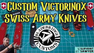 Custom Victorinox Swiss Army Knives by BladeBridge Customs Tinker Fisherman Compact Mountaineer [upl. by Karoly155]