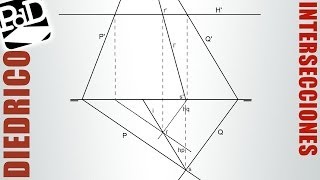Intersención de dos planos con dos trazas que se cortan fuera del dibujo Sistema Diédrico [upl. by Denyse]