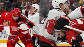 Dylan Larkin Knocked Out After Mathieu Joseph Hit David Perron Ejected From Crosscheck On Artem Zub [upl. by Suhsoj]