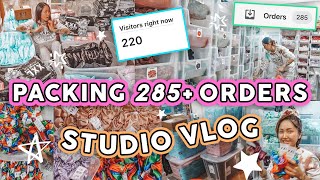 STUDIO VLOG 10  PACKAGING ORDERS  Before During After Launching 800 New XXL Scrunchies 🌈✨ [upl. by Kosaka]