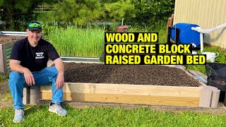 Wood and concrete block raised garden bed [upl. by Domenech]