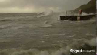 UK weather Sea walls breached in Ilfracombe [upl. by Hynda]