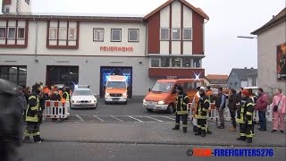 Einsatzfahrten Feuerwehr  Rettungsdienst  THW bei Rosenmontagsumzug 2015 in Seligenstadt [upl. by Surtemed]