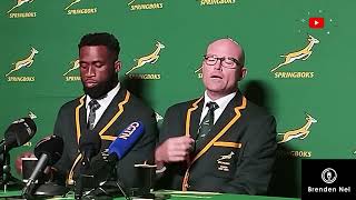 SPRINGBOKS Jacques Nienaber on the injuries to Lukhanyo Am Lood de Jager and Handre Pollard [upl. by Dorrehs893]