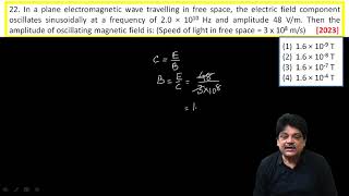 In a plane electromagnetic wave travelling in free space the electric field component oscillates [upl. by Sylvanus]