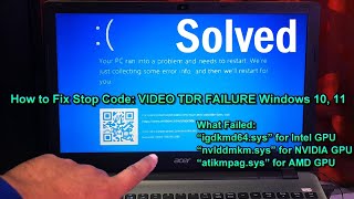 How to Fix Stop Code VIDEO TDR FAILURE Windows 10 11 [upl. by Rimma782]