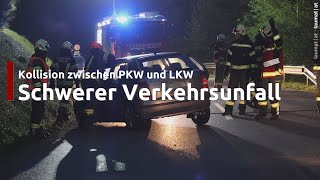 Schwere Kollision zwischen PKW und LKW in Molln fordert eine verletzte Person [upl. by Anglim]