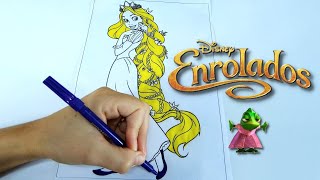 Colorindo Rapunzel  Colorindo Princesas Disney  Pintando Princesas Disney  Pintando Rapunzel [upl. by Alyacim]