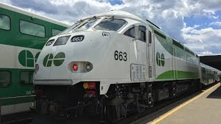 GO Transit HD 60fps MPI MP40PH3C Lakeshore East Line Trains  Rouge Hill Station 7216 [upl. by Celeste631]