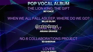 62nd Grammy Awards  Best Pop Vocal Album [upl. by Netsirhc]