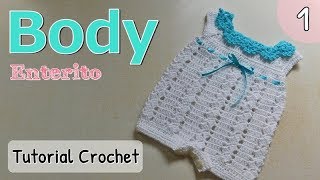 Patrón body enterito pelele a crochet ganchillo para bebe 12 [upl. by Pangaro853]