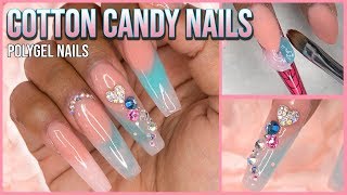 Polygel Nails Tutorial  Marble Nails  Nail Forms  Nails at Home  For Beginners  Gelish Polygel [upl. by Ynafetse]