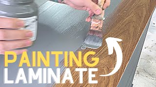 Yes you CAN paint LAMINATE FURNITURE Mid Century Style Dresser Makeover [upl. by Frans]