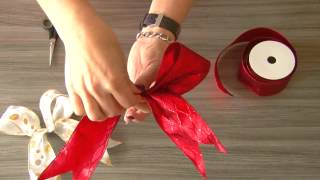 How to make a double looped Bow for Christmas trees or Wreaths [upl. by Kopaz]