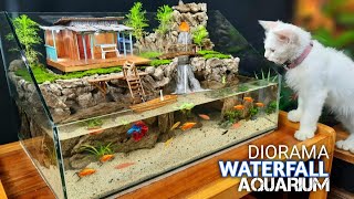 Make A Diorama Waterfall Aquarium Decoration Using Sandstone – DIY Aquarium Decorations [upl. by Atinad]