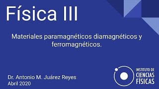 Clase virtual Física III  Materiales paramagnéticos diamagnéticos y ferromagnéticos [upl. by Prisca]