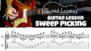 SWEEP PICKING Arpeggios Lesson TAB  Modern Guitar Techniques  Peter Luha [upl. by Susann]